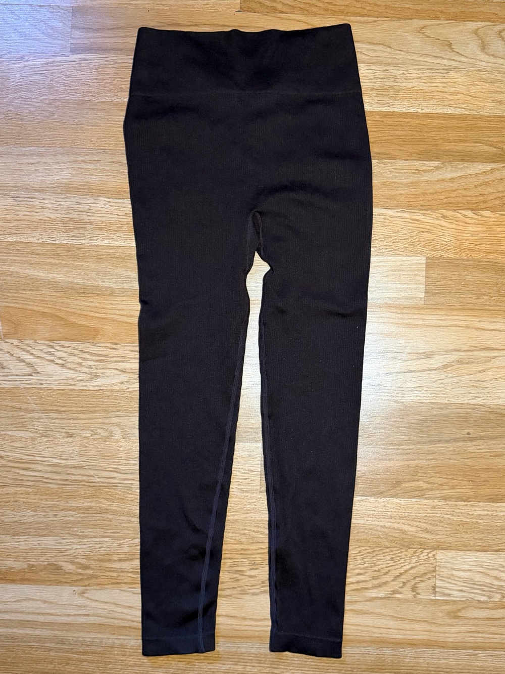 High-Rise Brown Ribbed Leggings